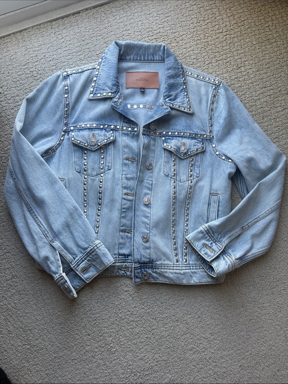 7 For All Mankind Light Blue Studded Denim Jacket